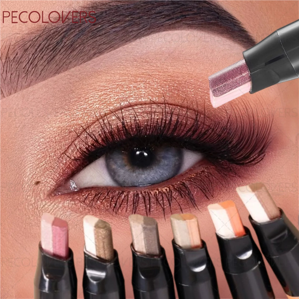 1PC 2-in-1 Gradient Eyeshadow Stick - Metallic Texture, Pearlescent Matte, Waterproof , Creates Stunning Eye Makeup Effect