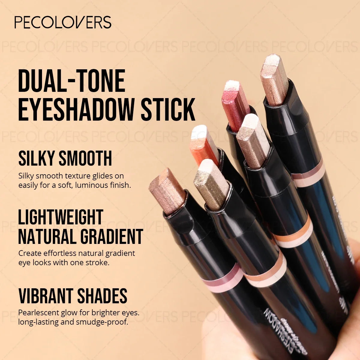 1PC 2-in-1 Gradient Eyeshadow Stick - Metallic Texture, Pearlescent Matte, Waterproof , Creates Stunning Eye Makeup Effect
