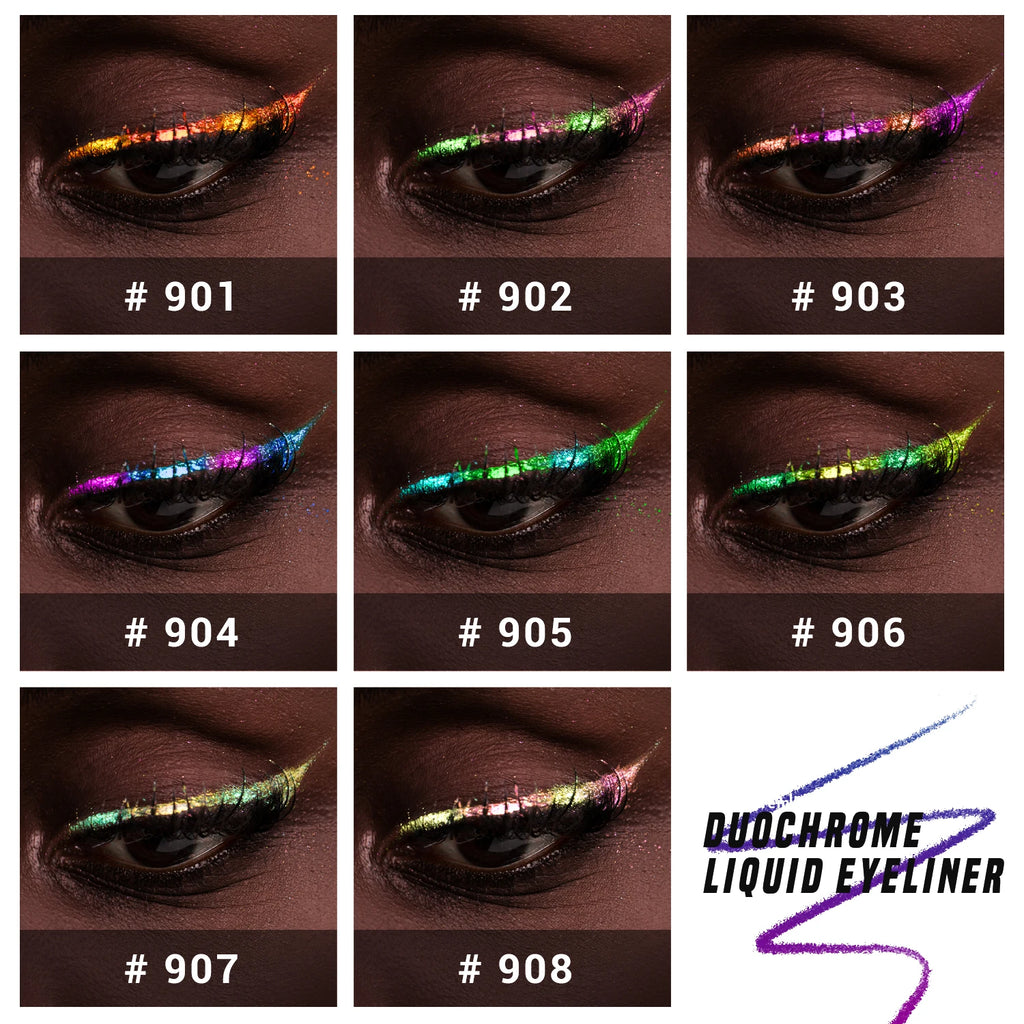 CHARMACY Duochrome Glitter Liquid Eyeliner Long Lasting Waterproof Smudgeproof Ultra Fine Tip Eye Liner Women Makeup Cosmetics