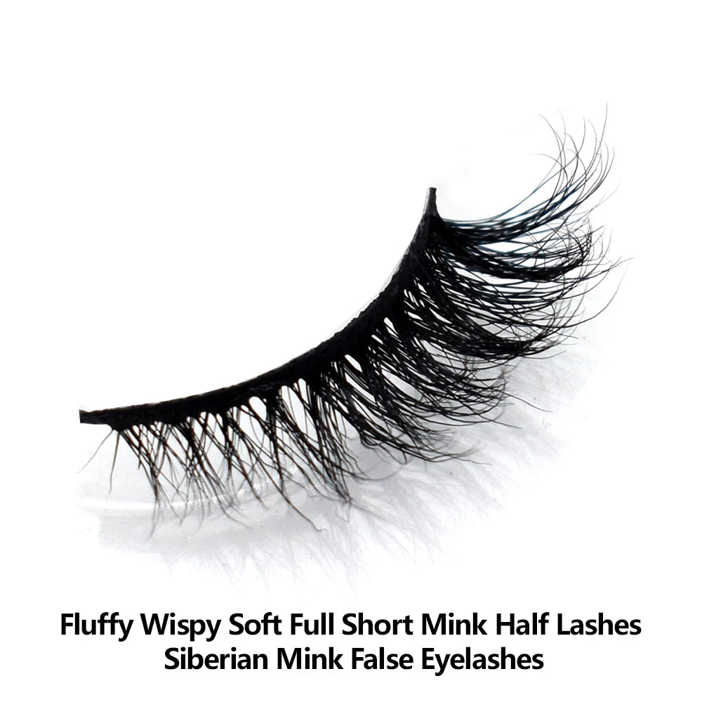 Half Lashes Mink Eyelashes Fluffy Soft False Eyelashes Wispy Cross Mink Eye Lashes Natural Short Mink Eyelash Extension Makeup