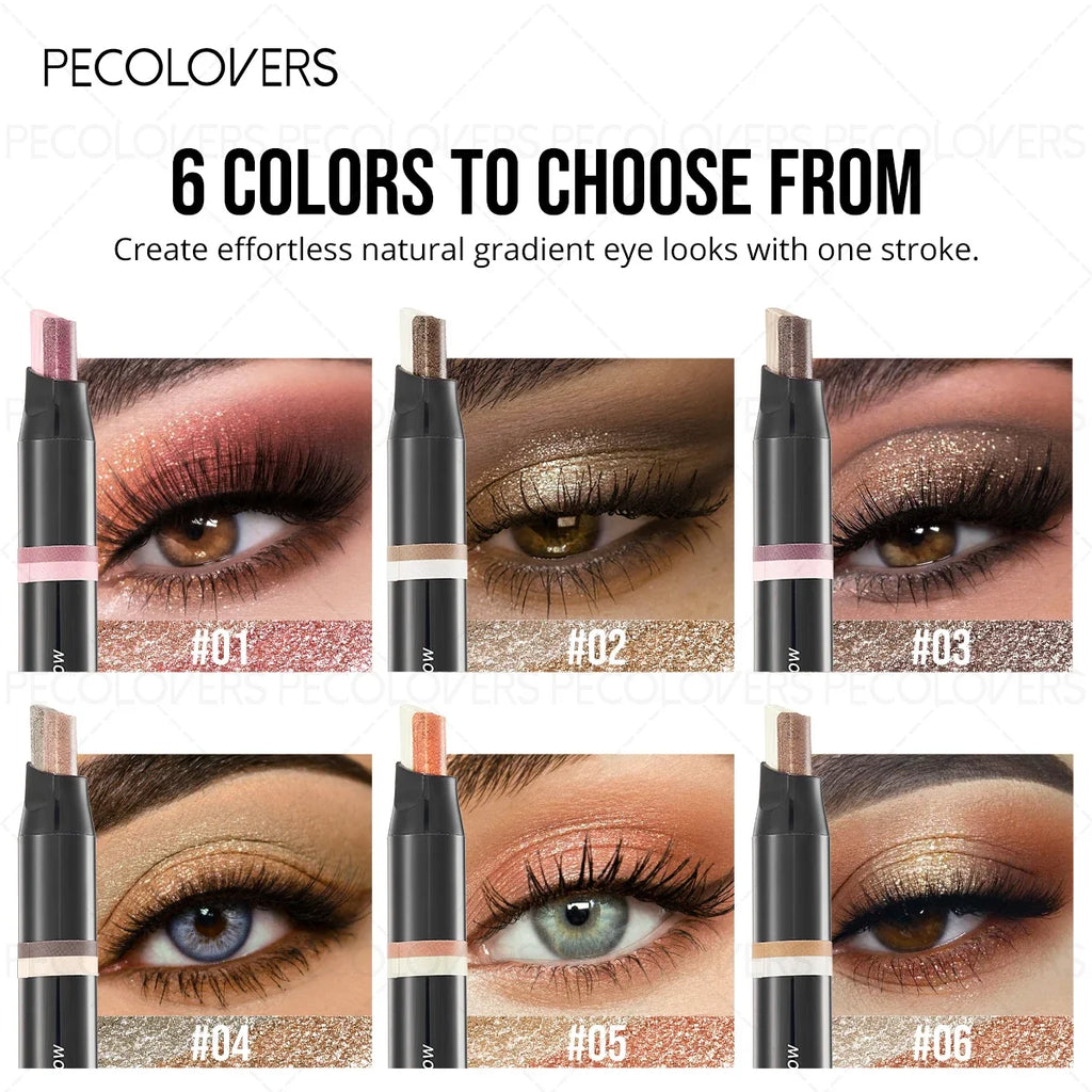 1PC 2-in-1 Gradient Eyeshadow Stick - Metallic Texture, Pearlescent Matte, Waterproof , Creates Stunning Eye Makeup Effect
