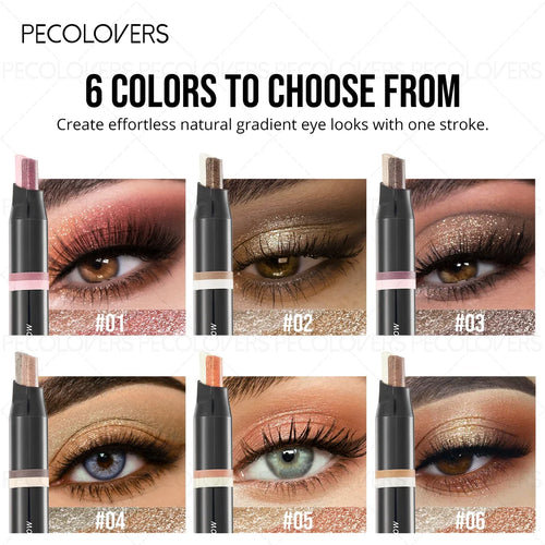 1PC 2-in-1 Gradient Eyeshadow Stick - Metallic Texture, Pearlescent Matte, Waterproof , Creates Stunning Eye Makeup Effect